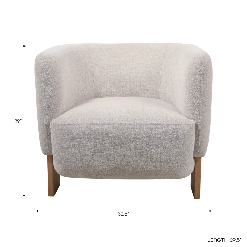 32x30" Modesto Accent Chair, Ivory/brown
