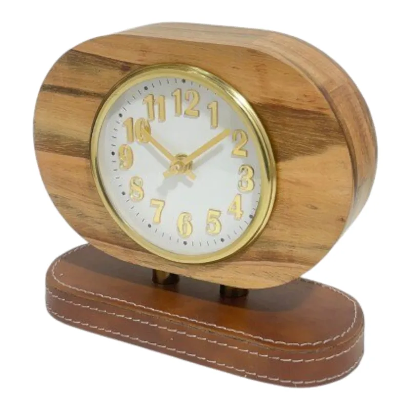 7" Mango Wood Table Top Clock