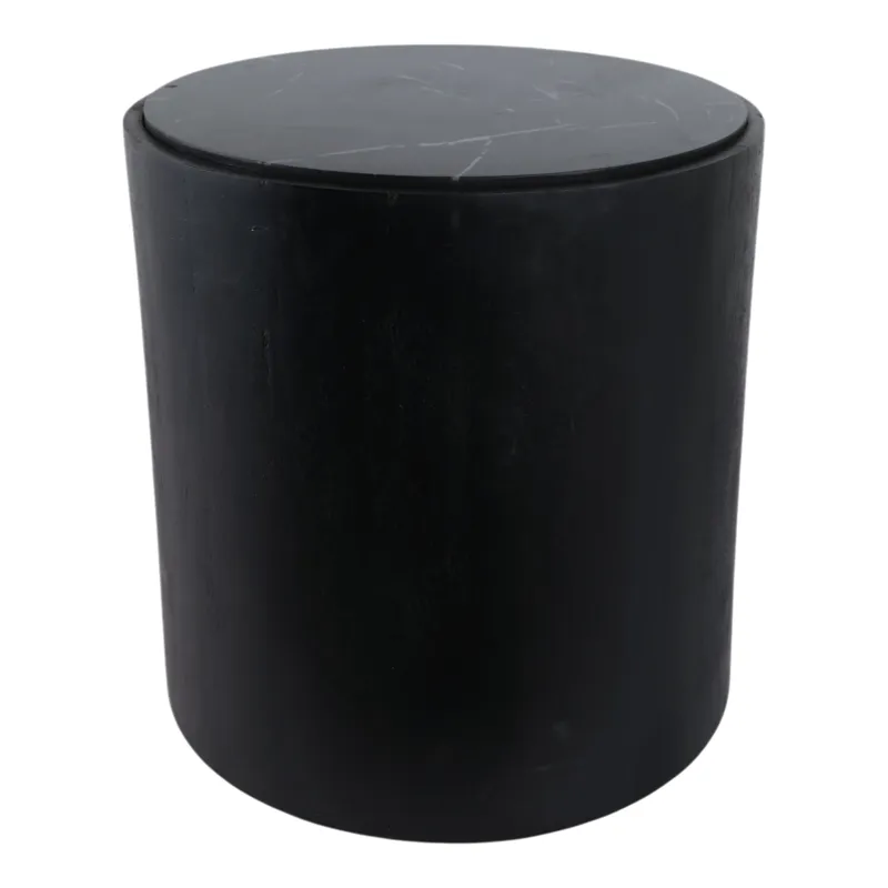 18x18 Marble Inlay Rnd Accent Table, Blk/wht