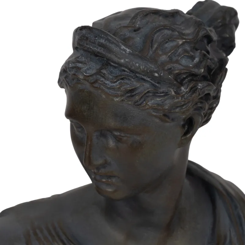 Ec 12" Grecian Bust Distressed Resin, Bronze