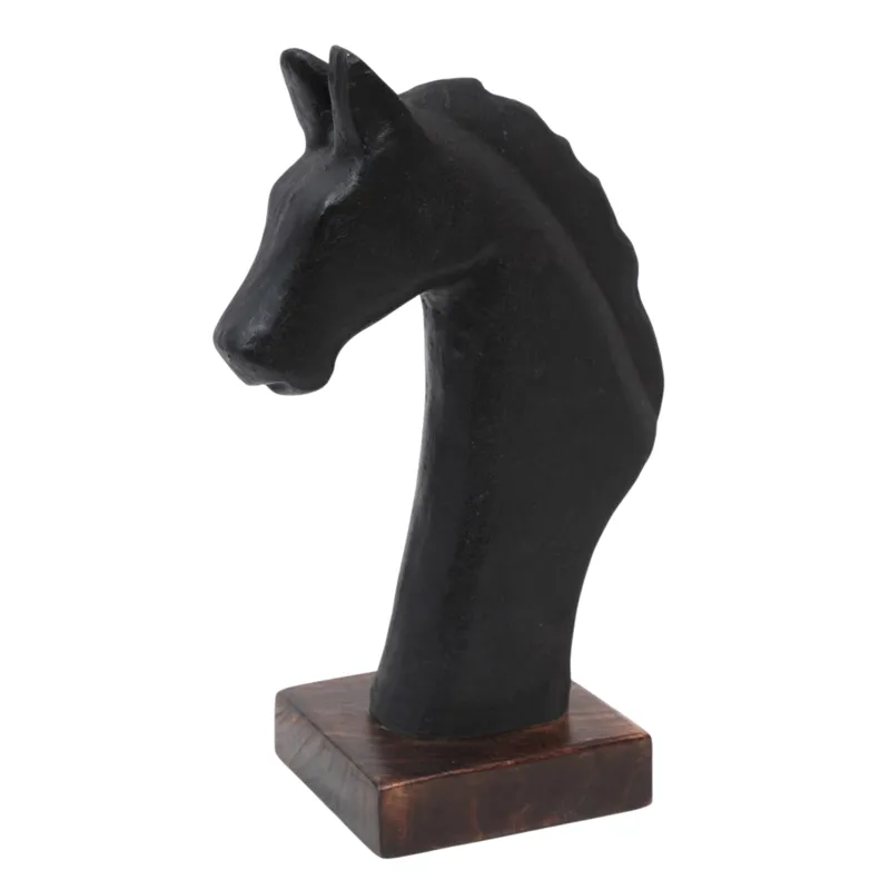 13x8" Paper Mache Horse Bust, Black/brown