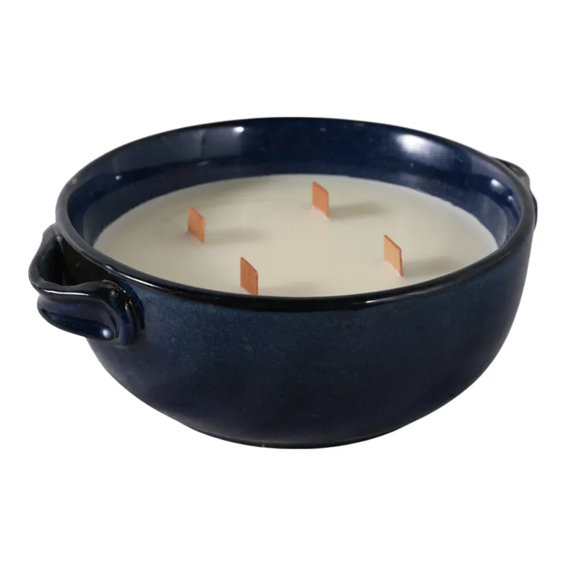 8\" 14 Oz Sandalwood Candle, Blue