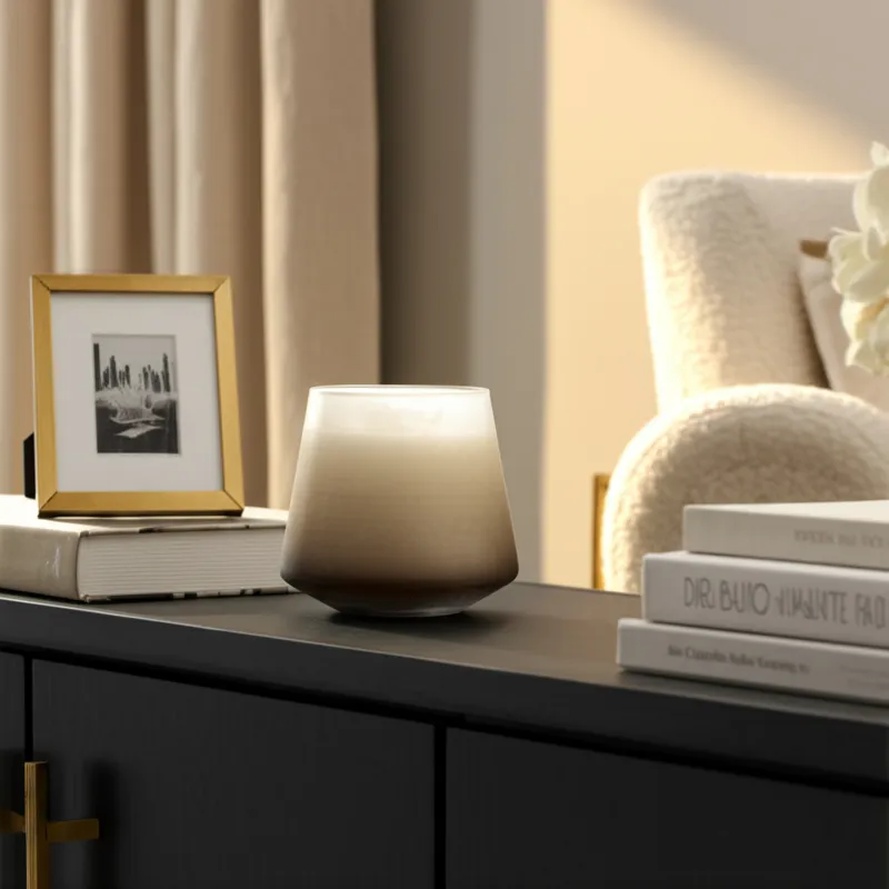 5\" 14 Oz White Gardenia Ombre Glass Candle, Multi