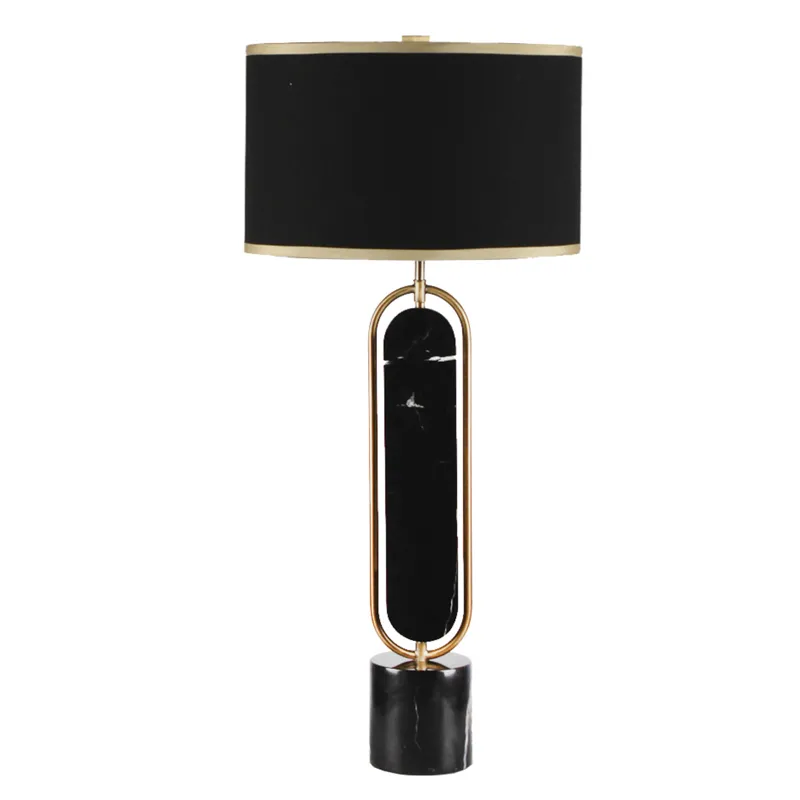 Metal/marble 30\" Table Lamp, Gold/black