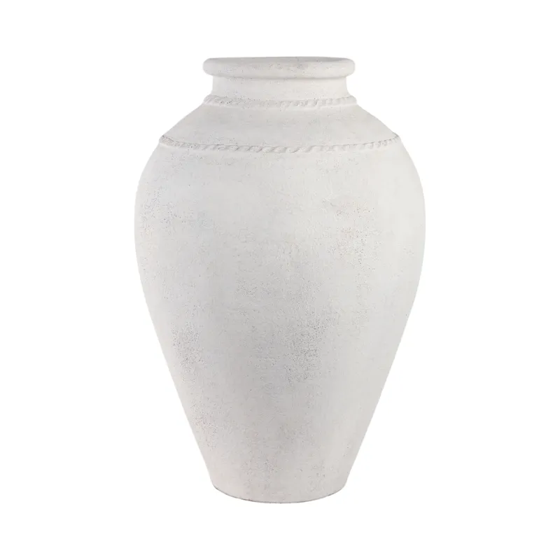 30\" Terracotta Floor Vase, Ivory