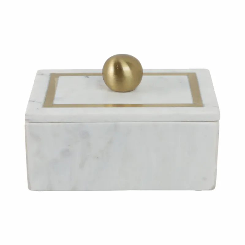 Ec Marble, 7x5 Rectangular Box - Knob, White