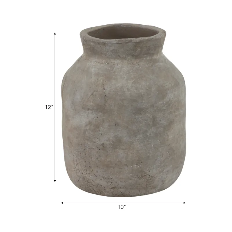 12x10\" Terracotta Milk Vase, Gray
