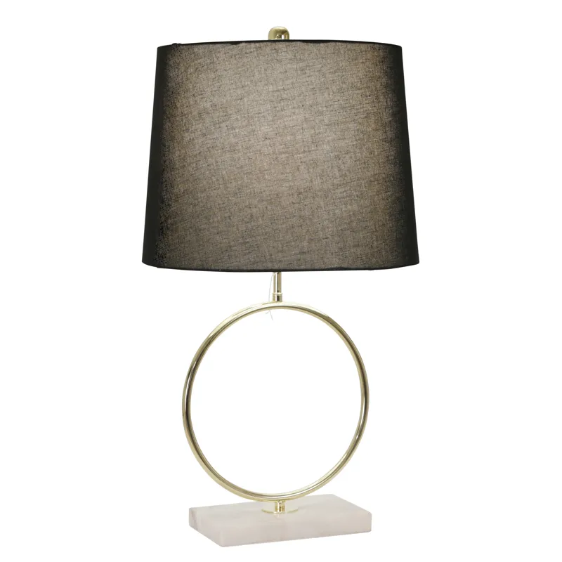 Metal 28" Ring Table Lamp W/marble Base, Gold