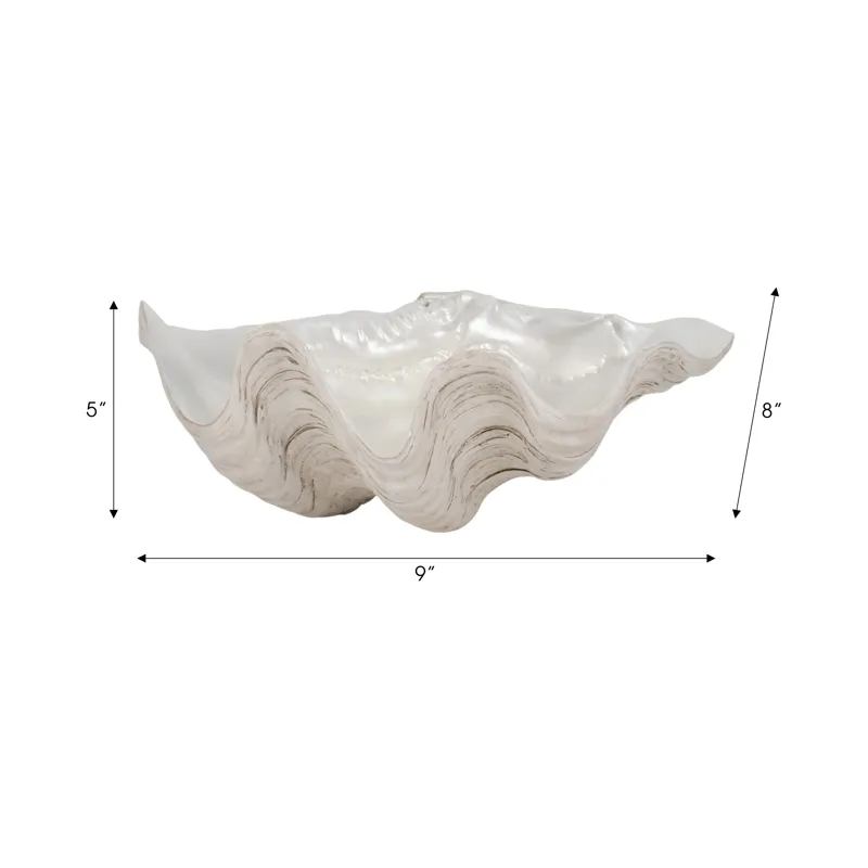 9\" Pearlized Shell Bowl, Ivory