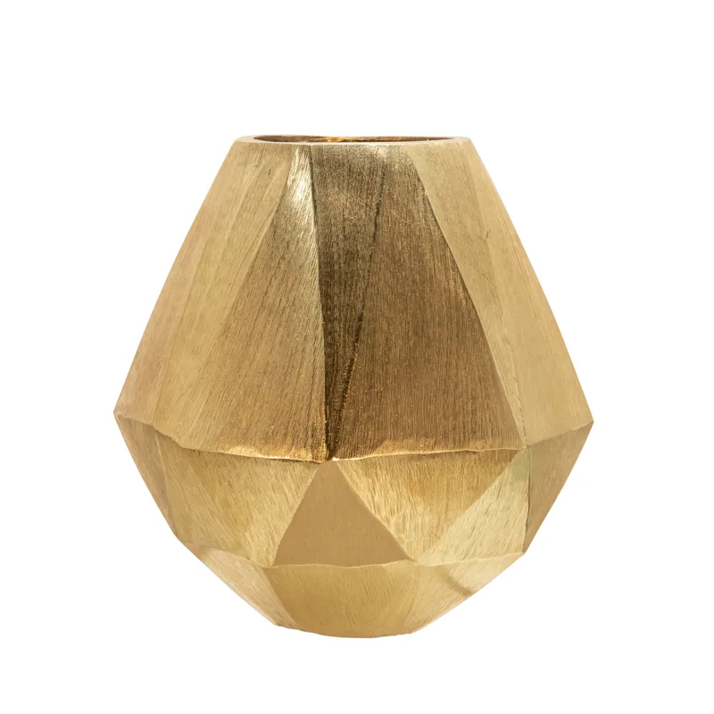 8" Geometric Deco Vase, Gold