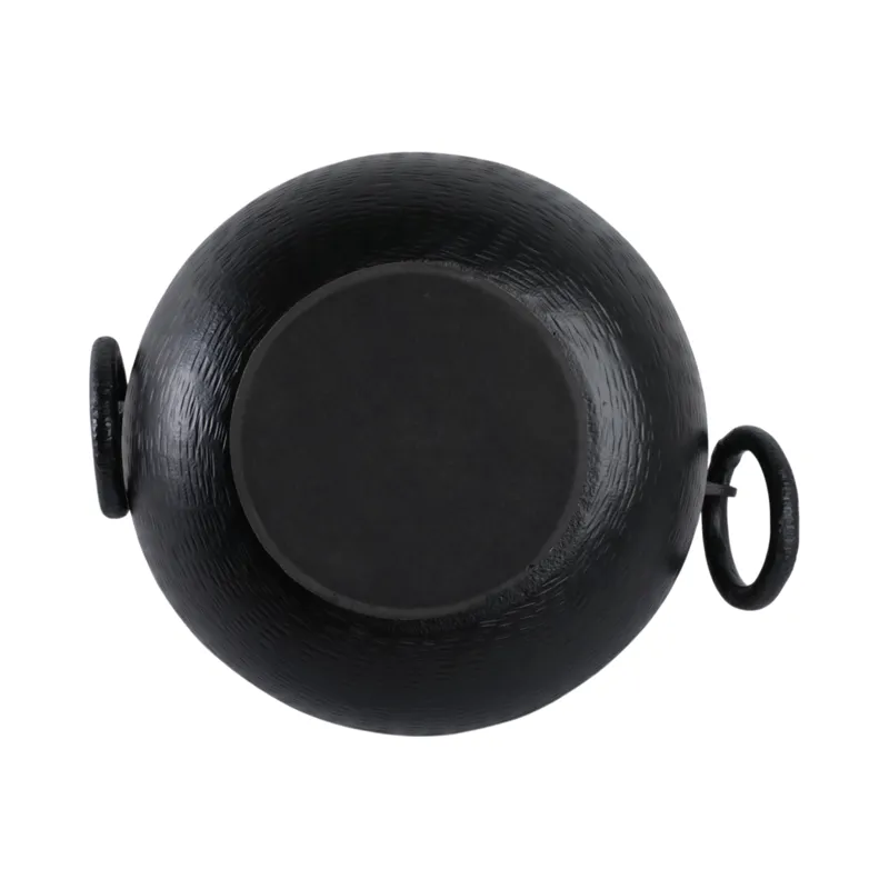 16x13\" Metal Pedestal Bowl With Ring Handles, Blk