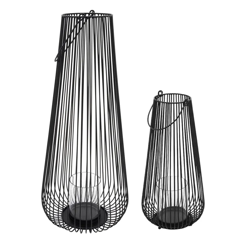 Metal, 25"h Wire Lantern, Black