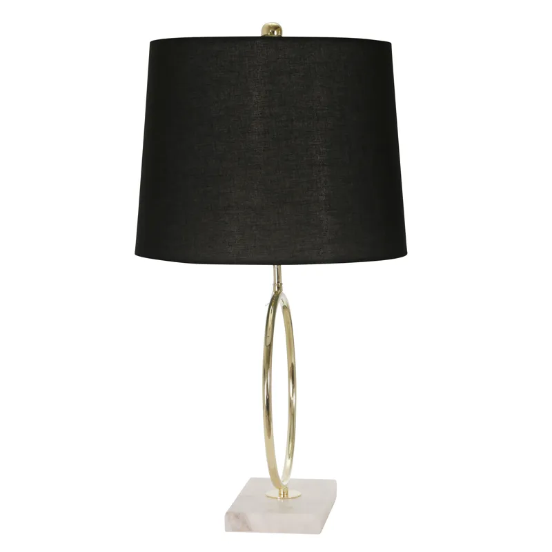 Metal 28" Ring Table Lamp W/marble Base, Gold