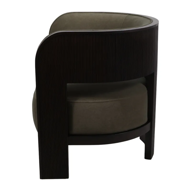 32x30" Curved Accent Chair, Green/brown