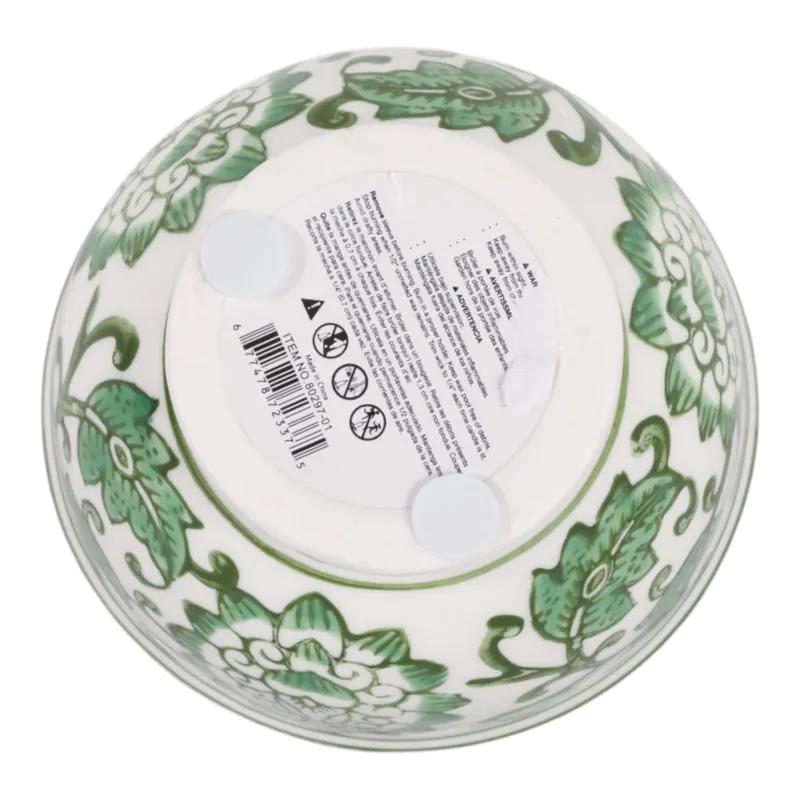 4\", 6oz Bowl Chinoiserie Candle, Green/white