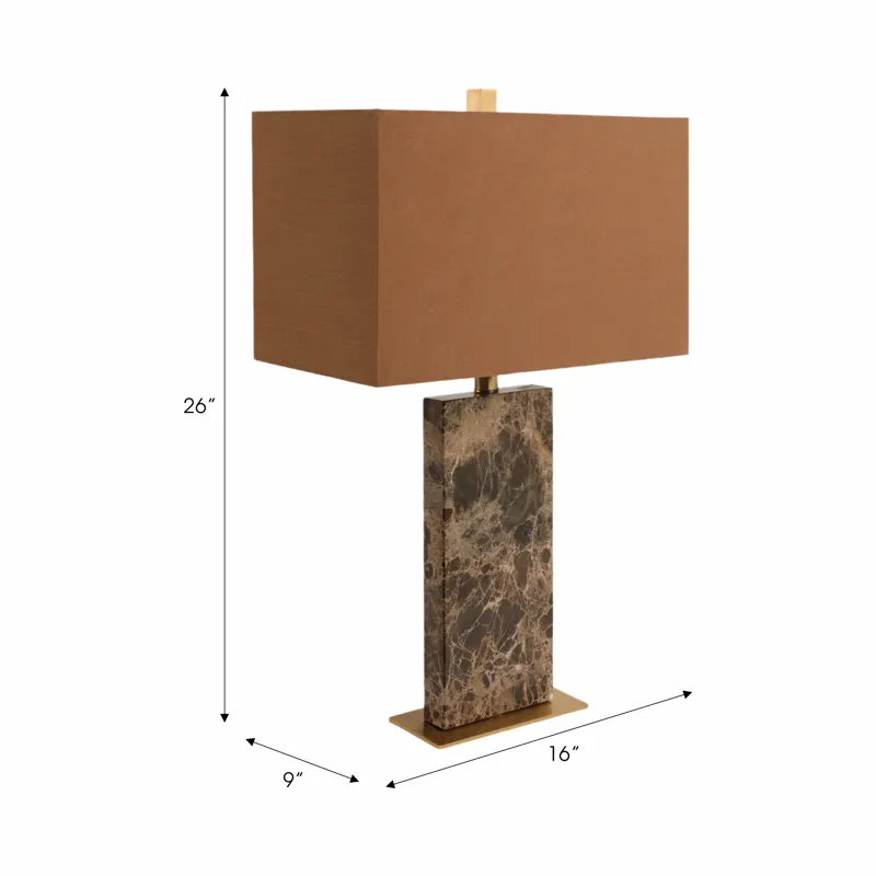 26x16\" Rectangle Marble Lamp, Light Brown