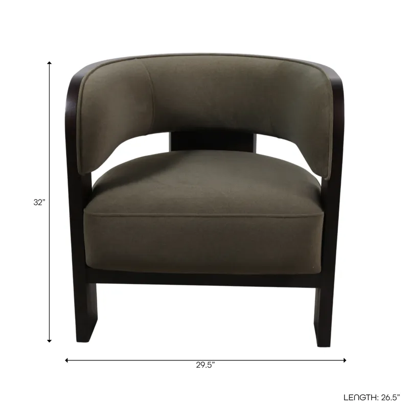 32x30" Curved Accent Chair, Green/brown