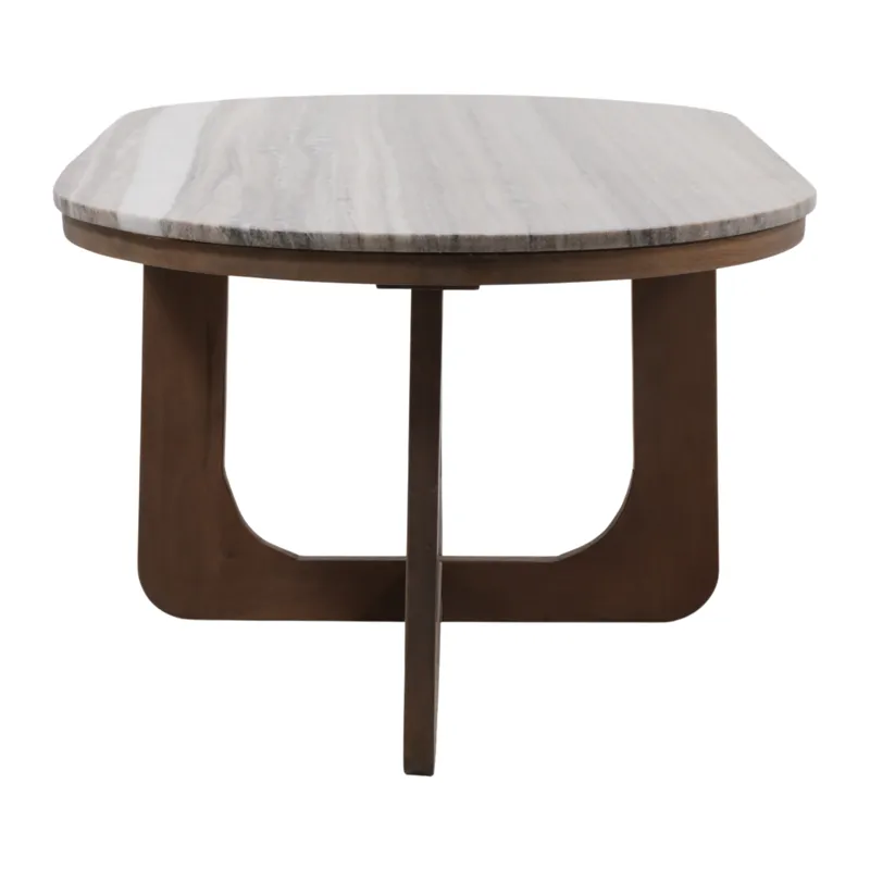 45x25\" Morchana Marble Top Coffee Table, Gray/brow