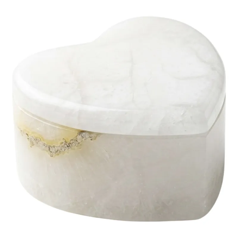 3" Heart Shaped Box, Alabaster
