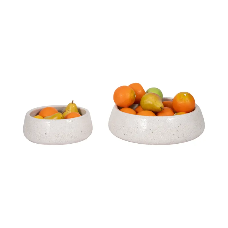 S/2 10/14\" Terracotta Bowls, White Crackle