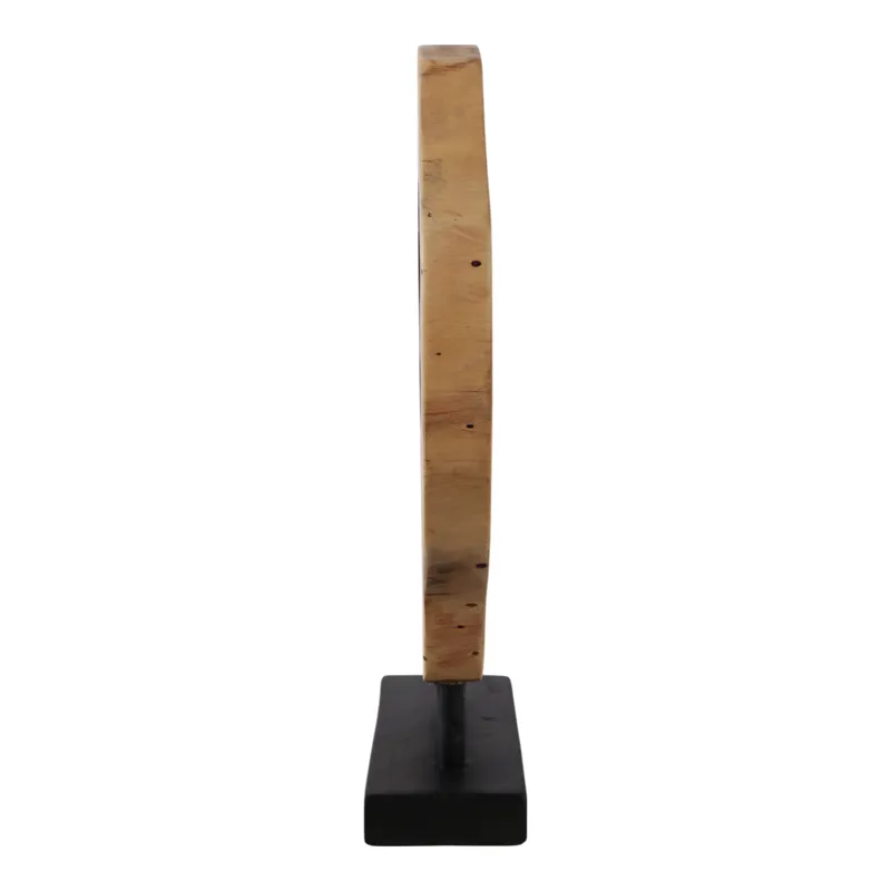 19x14" Open Wood Disc On Stand, Brown/black