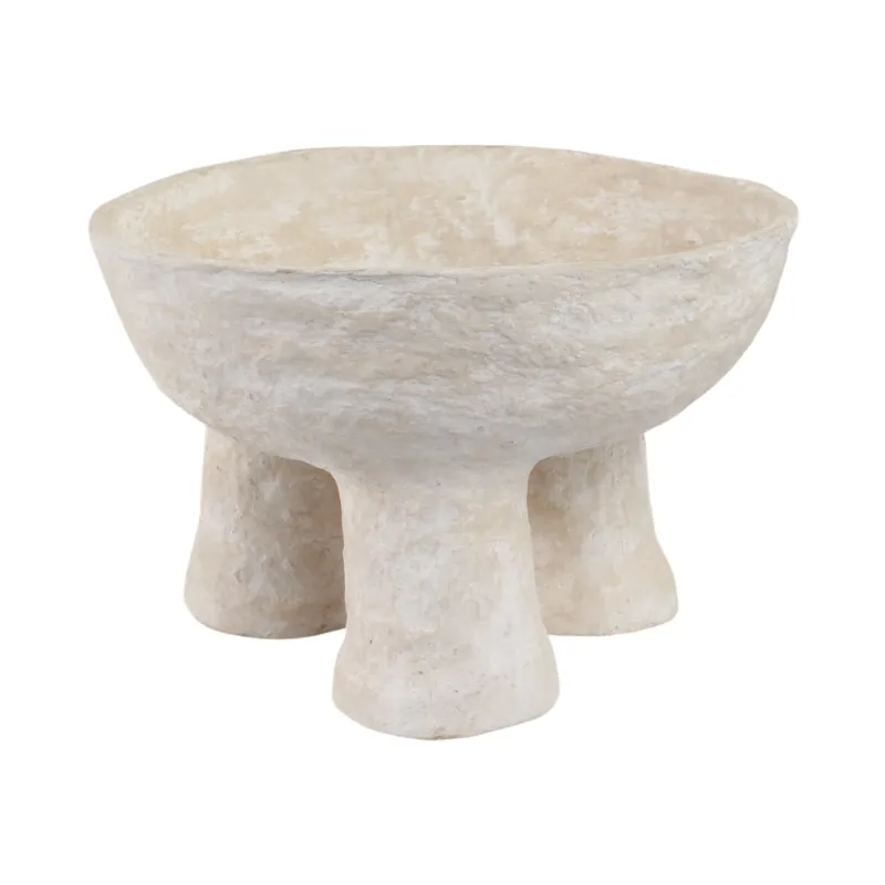 15x10\" 3-footed Paper Mache Bowl, White