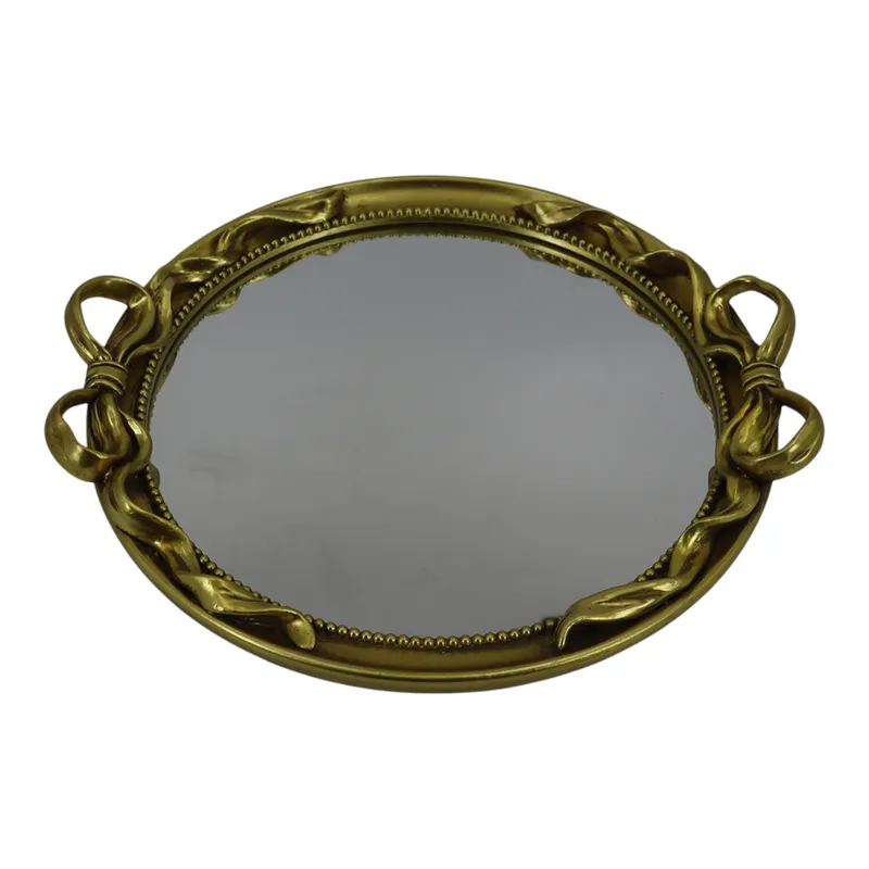 S/2 12/16\" Coquette Bow Trays, Gold