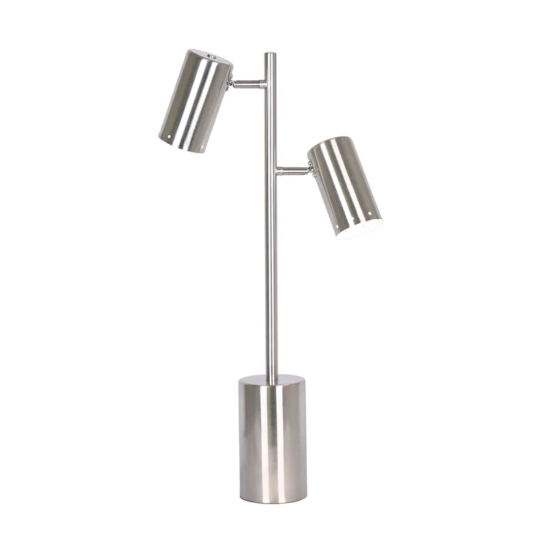 Metal 26" 2 Light Table Lamp, Silver - Kd