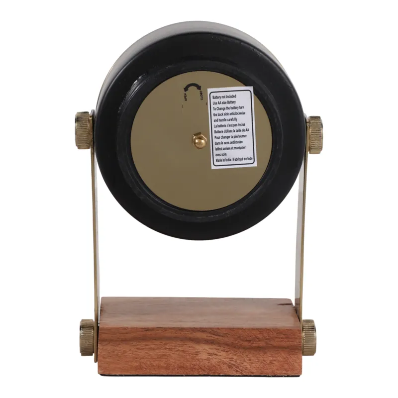 7x5\" Round Clock On Wood Base, Multi