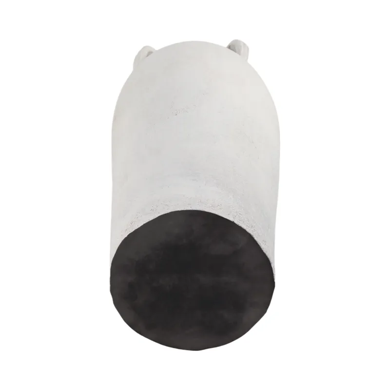 39\" Terracotta Floor Vase W/handles, Ivory