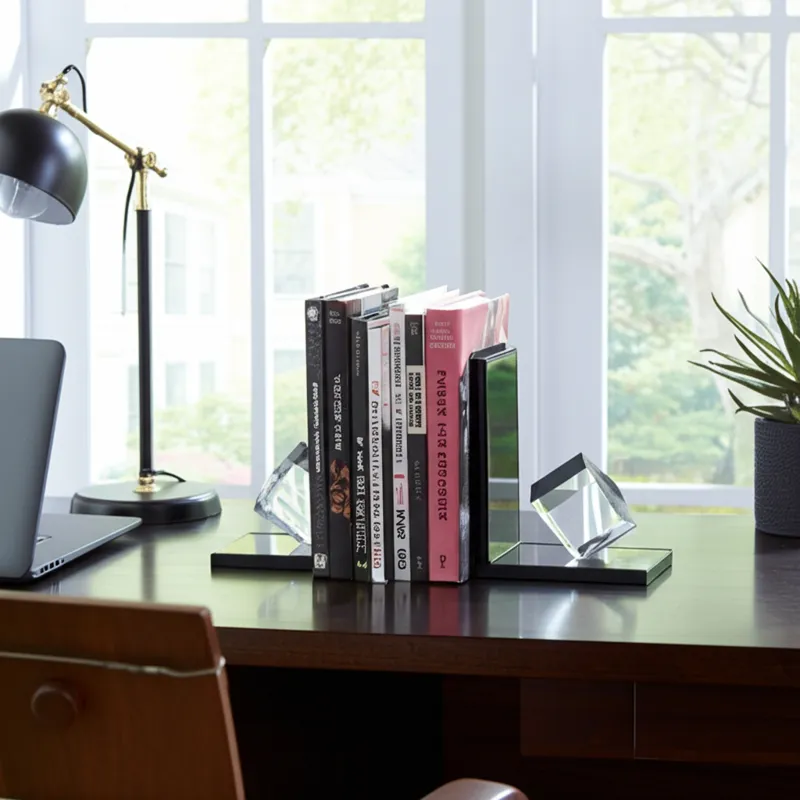 S/2 5x4\" Crystal Cube Bookends, Smoke