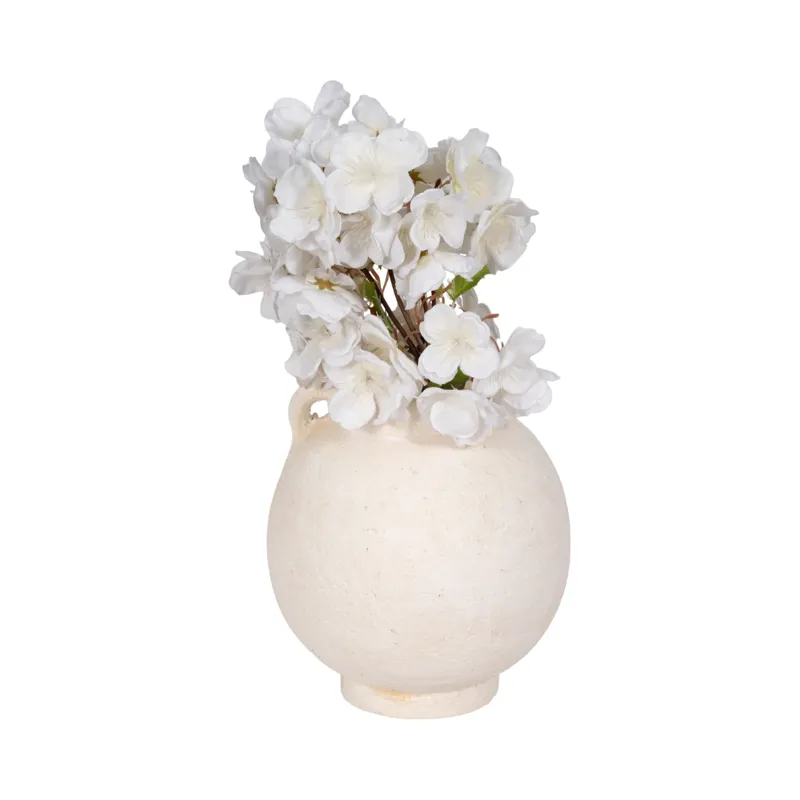 7\" Bulbous Jug With Handle, White