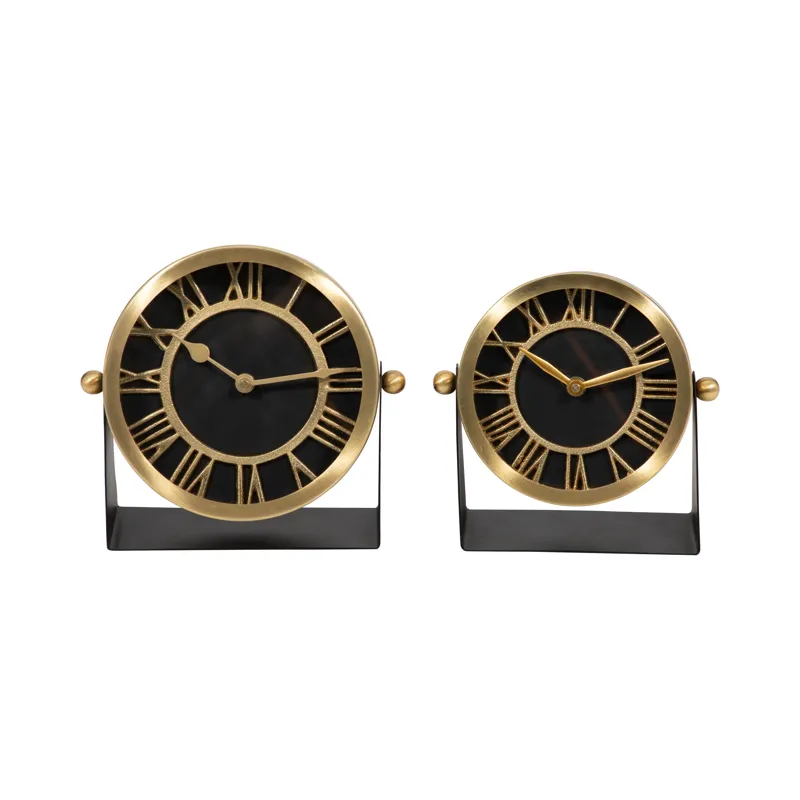 Metal Table Clock 7\'\' Gold Black