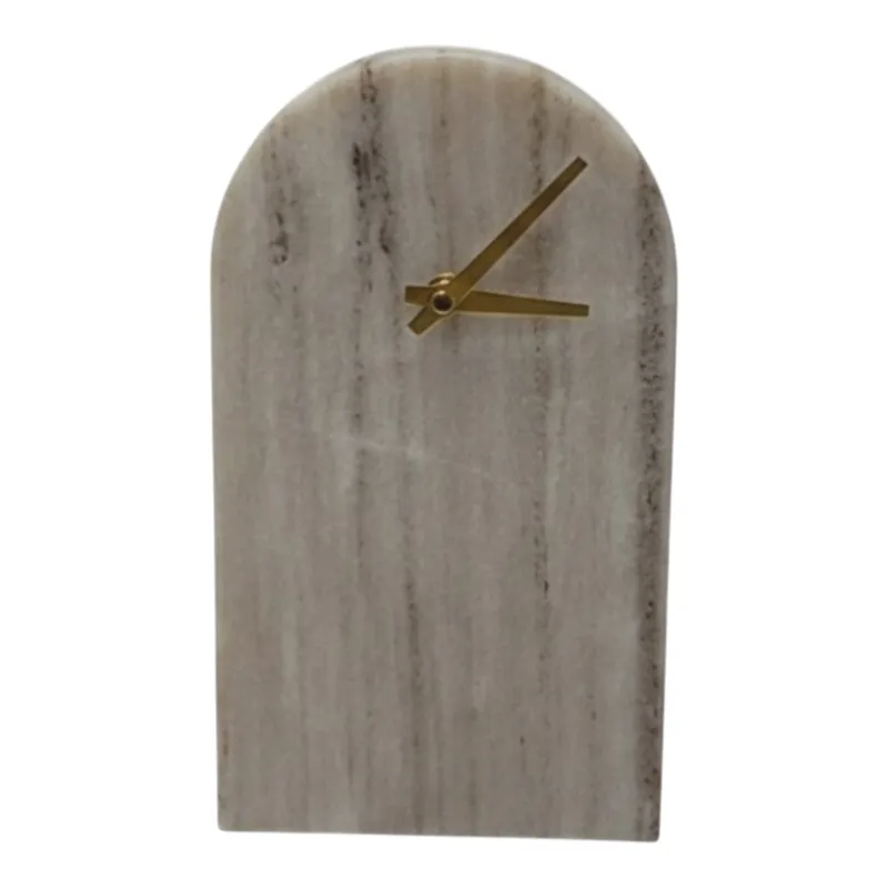 5x9\" Arch Marble Table Clock, Beige