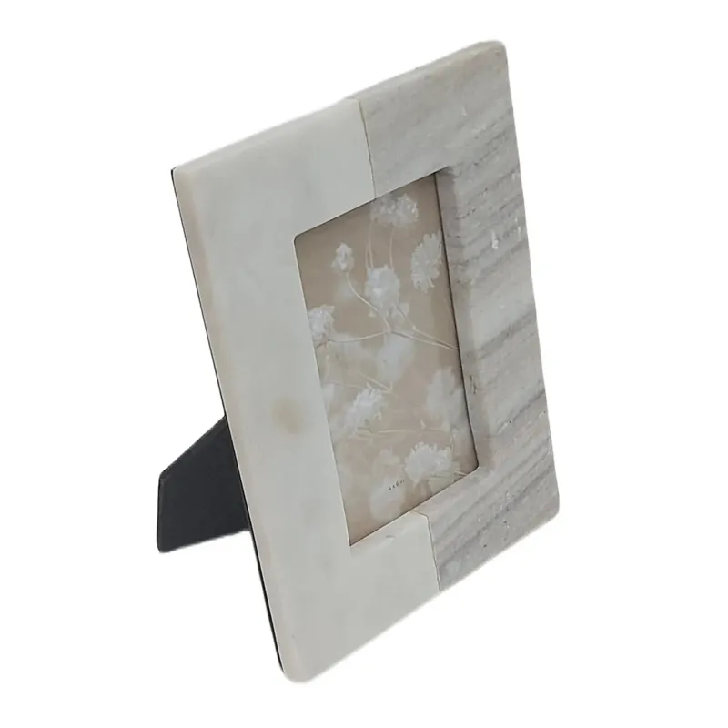 4x6 2-tone Marble Photo Frame, Beige/white