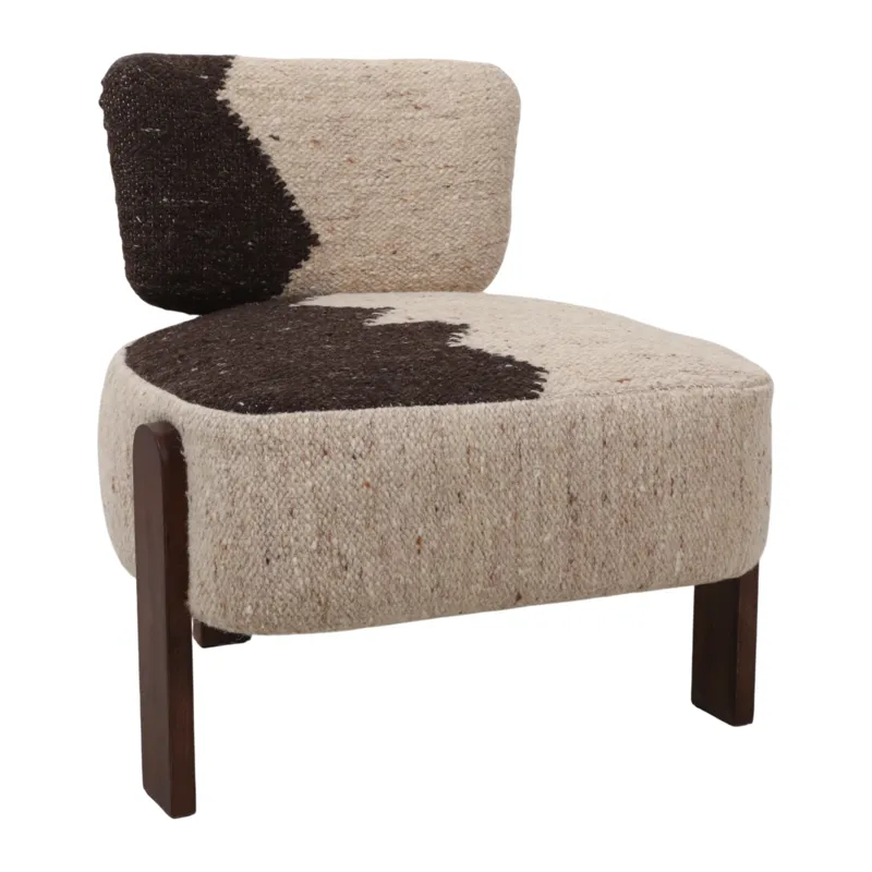 27x26" Textured Accent Chair, Brown/ivory