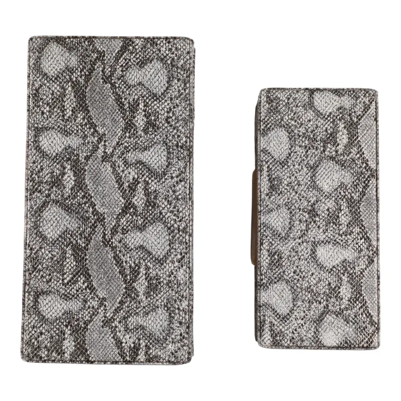 S/2 10/12" Shimmer Snakeskin Boxes W/ Hardware, Go