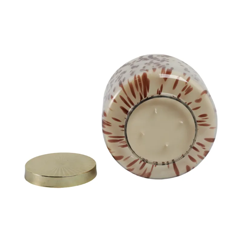 9\" 180 Oz Cinnamon Speckle Lidded Candle, Brown/go
