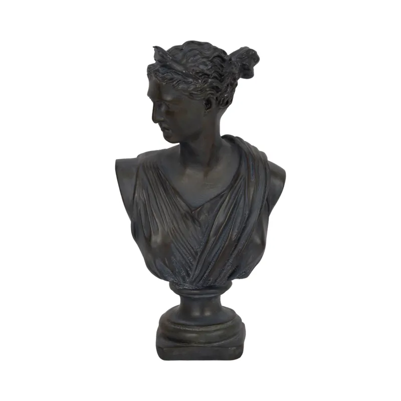Ec 12" Grecian Bust Distressed Resin, Bronze