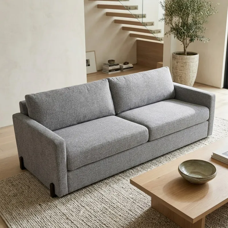 94x39" Modern Chenille Sofa, Gray/brown