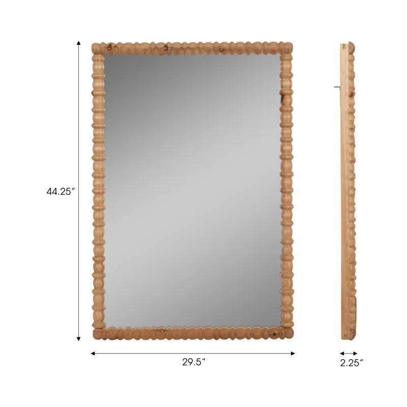 Ec 30x44 Carved Wood Mirror, Natural