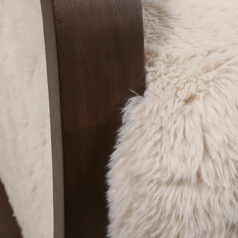 32x31" Faux Fur Accent Chair, Ivory/brown