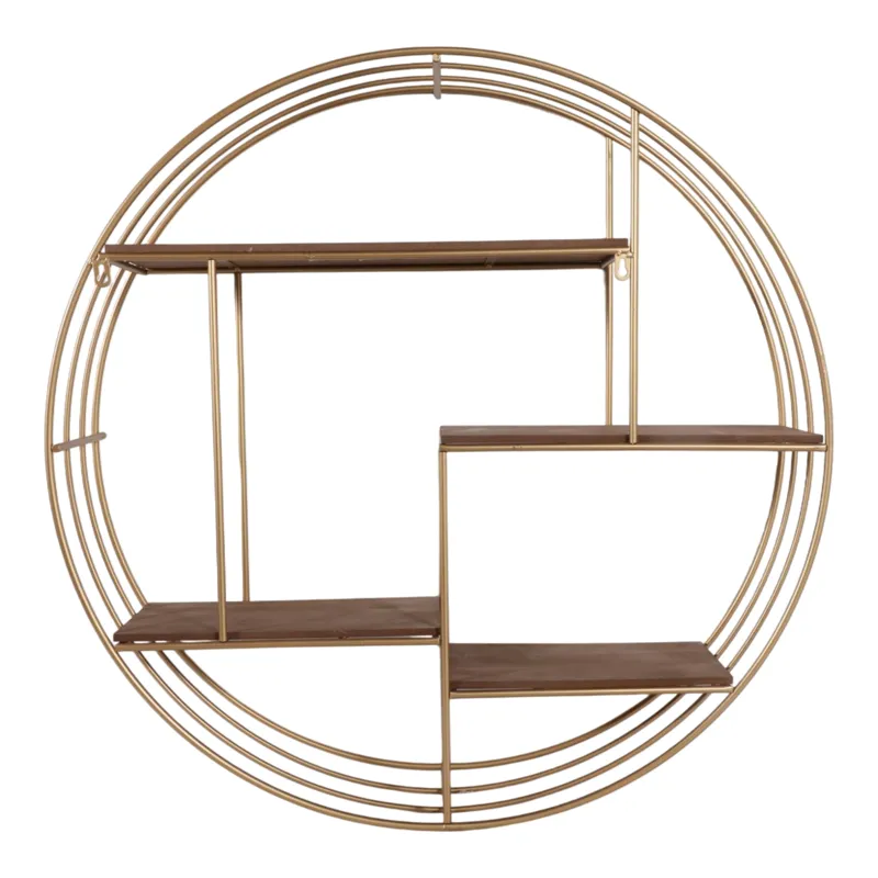 Ec Round 32\" Wood / Metal Wallshelf, Bronze