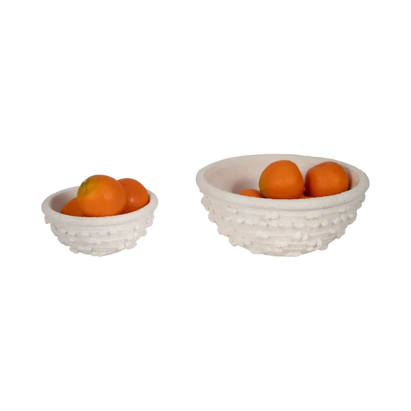 Lg White Textured Knot Bowl M2