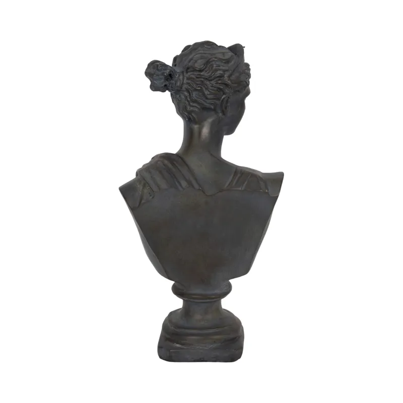 Ec 12" Grecian Bust Distressed Resin, Bronze