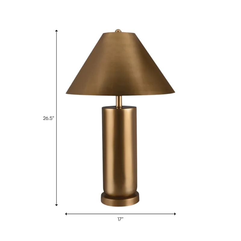 25" Iron Shade Glass Table Lamp Kd