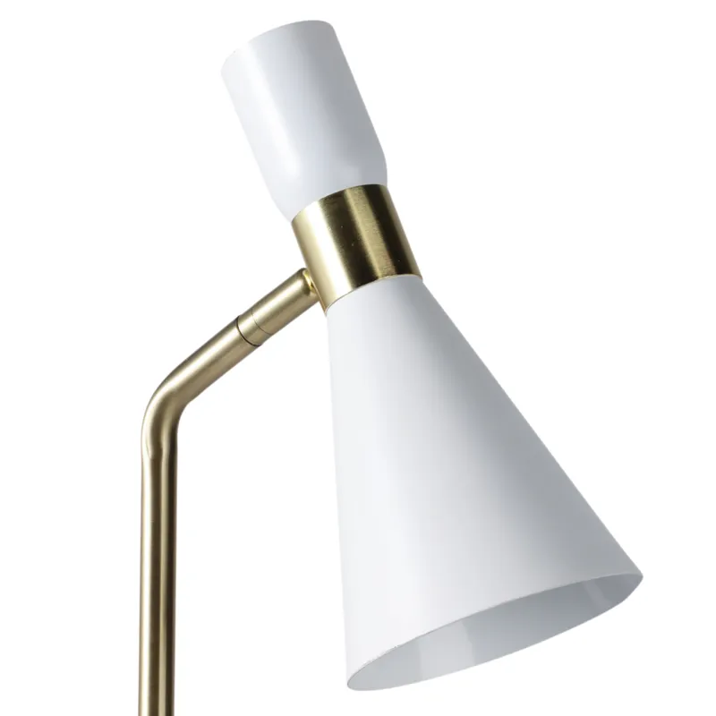60\" Metal Floor Lamp, White/gold