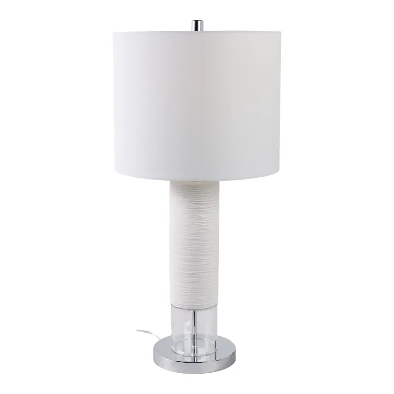 27\" Ceramic Table Lamp, White