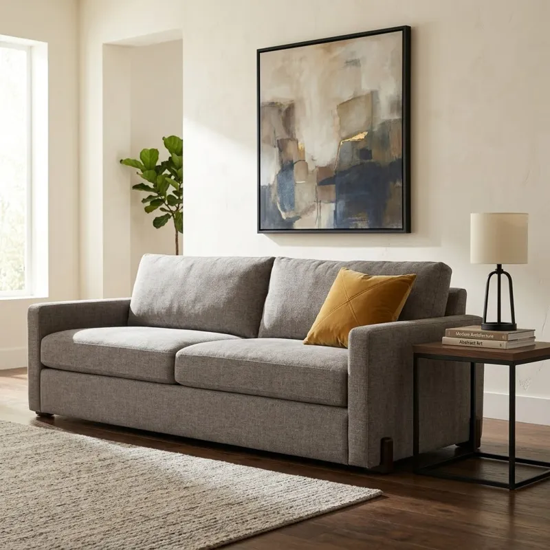 94x39" Modern Textured Sofa, Light Brown