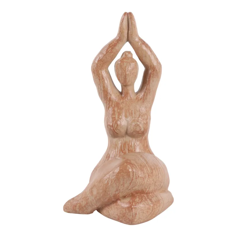 Ec Resin 11" Namaste Female Yoga Figurine, Brown